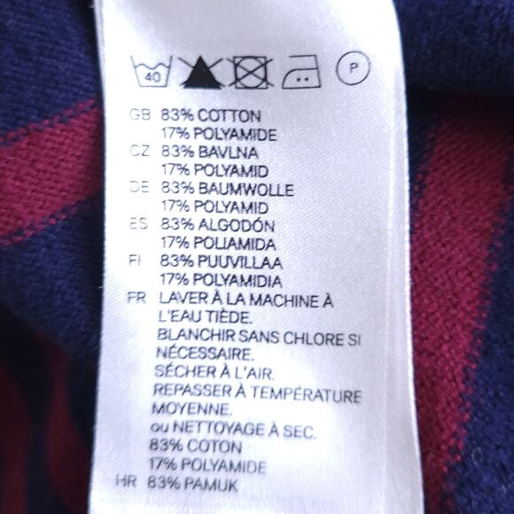 H&M Maroon & Navy Striped Cardigan Medium Preppy, School Girl Long Sleeve - Picture 5 of 5